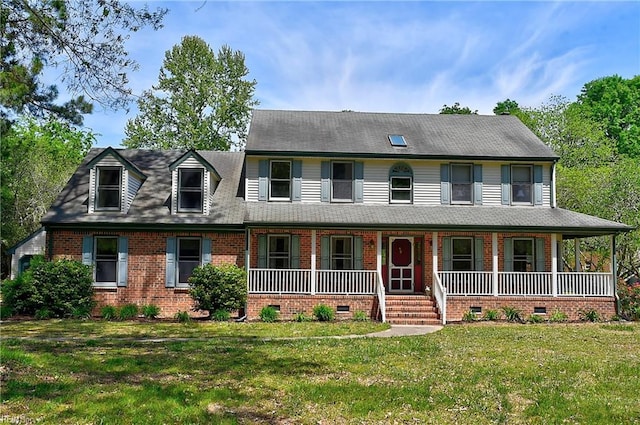 617 Saint Brides Rd W, Chesapeake, VA 23322 - view of front facade with a front yard, a porch, crawl space, and brick siding