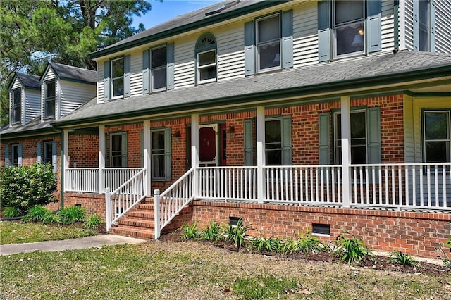 617 Saint Brides Rd W, Chesapeake, VA 23322 - view of front of property with covered porch, crawl space, and brick siding