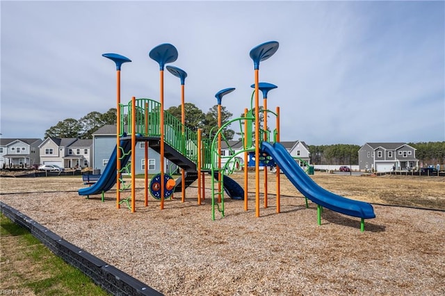 community play area with a residential view