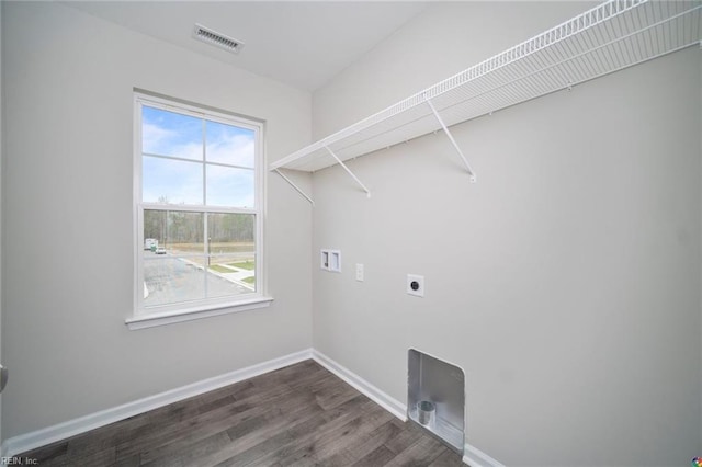 washroom featuring plenty of natural light, laundry area, visible vents, electric dryer hookup, and washer hookup