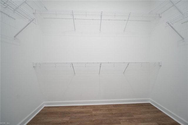 walk in closet featuring dark wood-style flooring