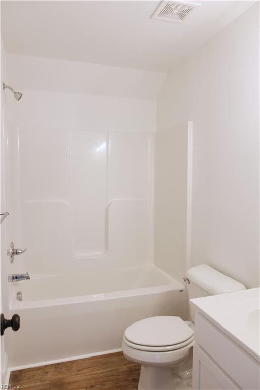 2229 Captiva Ln, Chesapeake, VA 23321 - bathroom with shower / washtub combination, wood finished floors, visible vents, toilet, and vanity