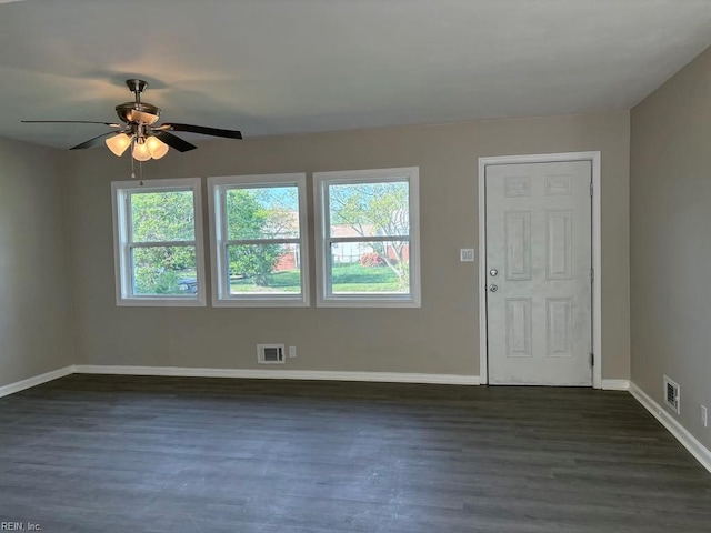 1839 Brookwood Rd, Norfolk, VA 23518 - interior space with baseboards, a ceiling fan, visible vents, and dark wood-style floors