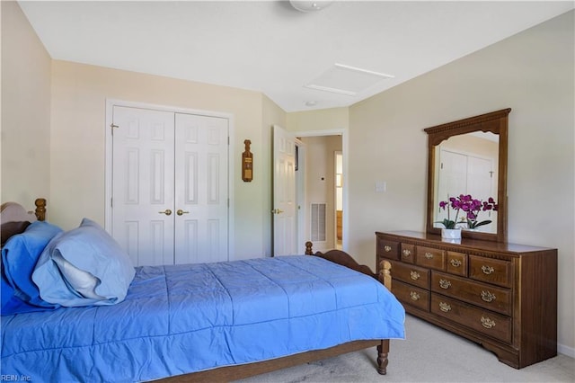 3733 Captain Wynne Dr, Williamsburg, VA 23185 - carpeted bedroom featuring a closet, attic access, and baseboards