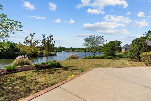 water view featuring fence