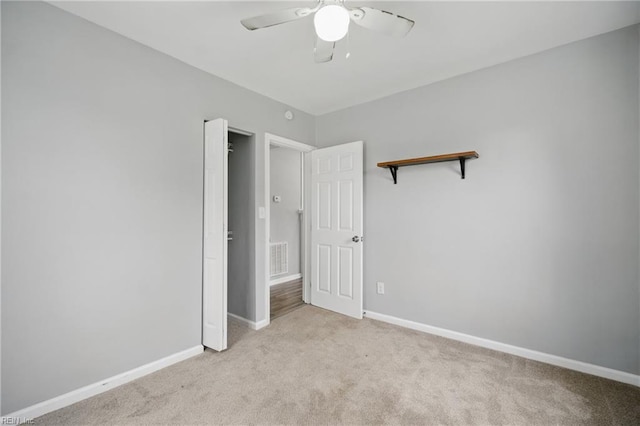 237 Pochin Pl, Hampton, VA 23661 - unfurnished bedroom featuring visible vents, ceiling fan, baseboards, and light colored carpet