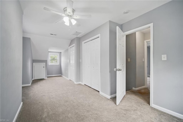 237 Pochin Pl, Hampton, VA 23661 - interior space featuring baseboards, lofted ceiling, visible vents, and carpet