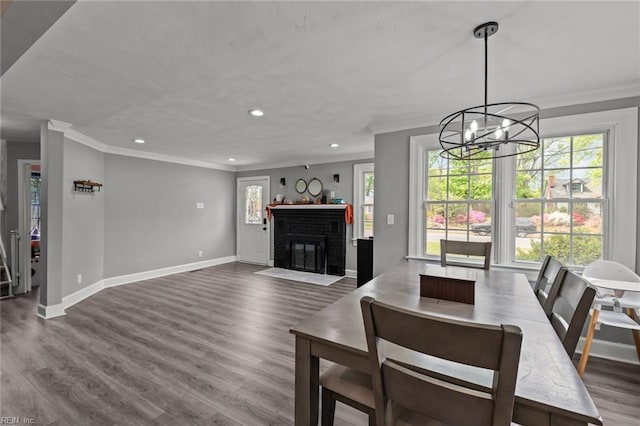 212 Cherokee Rd, Hampton, VA 23661 - dining space featuring recessed lighting, a chandelier, crown molding, and baseboards