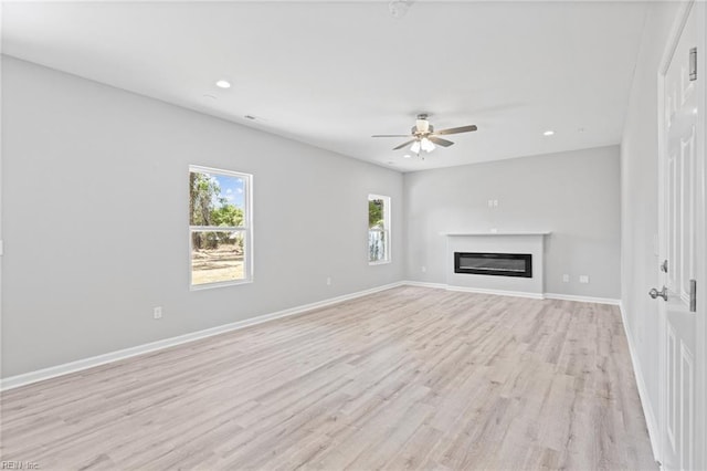6471 Swan Arch, Norfolk, VA 23513 - unfurnished living room featuring recessed lighting, a ceiling fan, baseboards, and light wood-type flooring