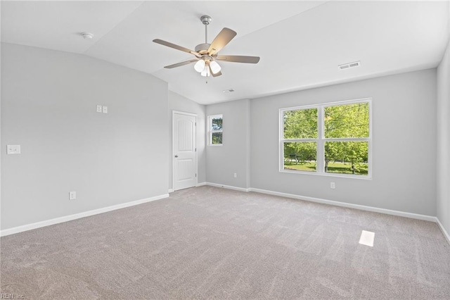6471 Swan Arch, Norfolk, VA 23513 - carpeted spare room featuring baseboards, visible vents, a ceiling fan, and vaulted ceiling