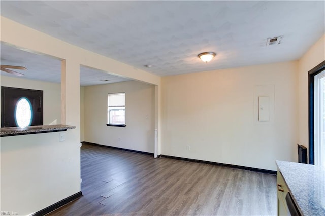 20 Mac Alva Dr, Hampton, VA 23669 - unfurnished living room with a wealth of natural light, wood finished floors, ceiling fan, and baseboards