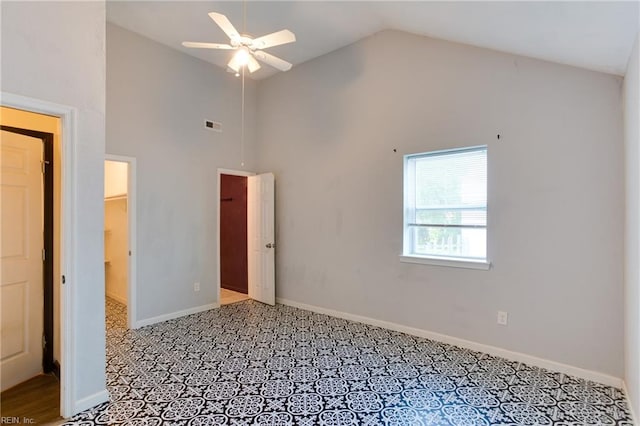 20 Mac Alva Dr, Hampton, VA 23669 - unfurnished bedroom with visible vents, high vaulted ceiling, and baseboards