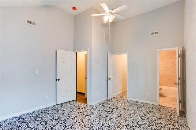 20 Mac Alva Dr, Hampton, VA 23669 - unfurnished bedroom with visible vents, high vaulted ceiling, and baseboards