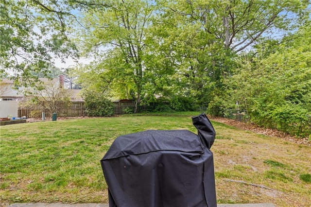 view of yard with a fenced backyard