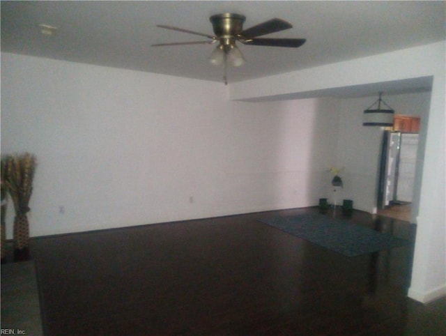 interior space with a ceiling fan