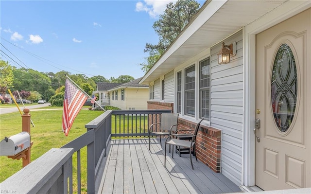 deck with a yard