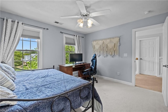 4011 E Providence Rd, Williamsburg, VA 23188 - carpeted bedroom featuring ceiling fan, baseboards, and visible vents