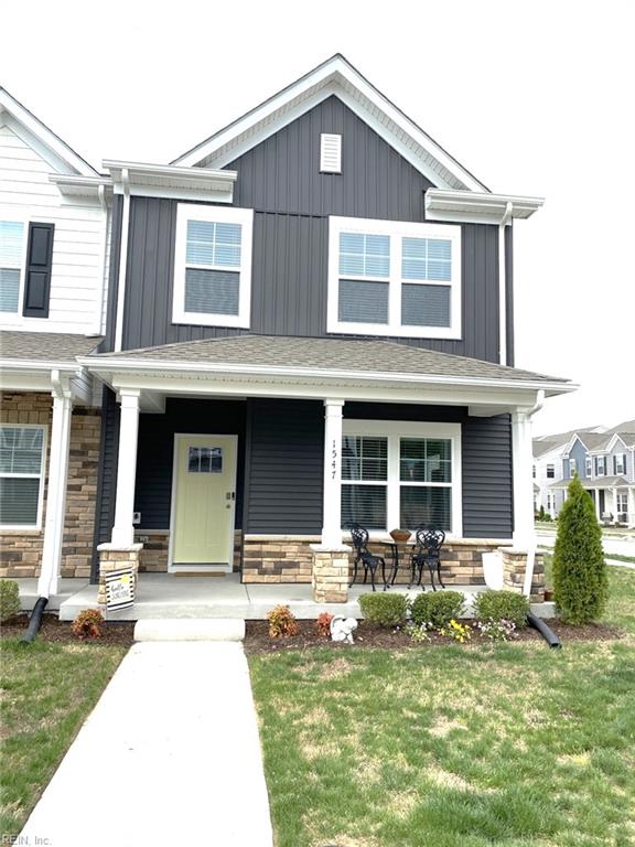 1547 Stanford Ln, Newport News, VA 23608 - craftsman house with stone siding, board and batten siding, and covered porch