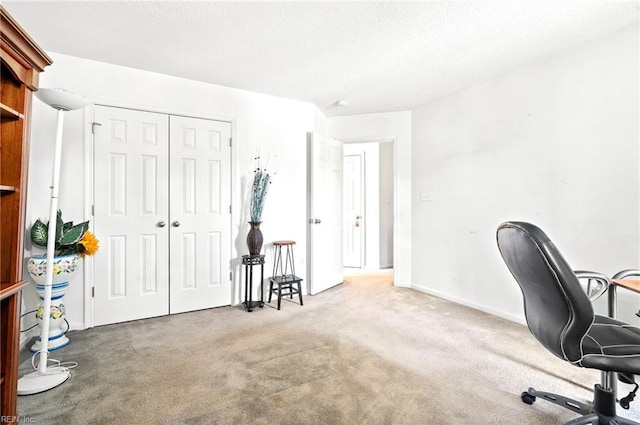 view of carpeted home office
