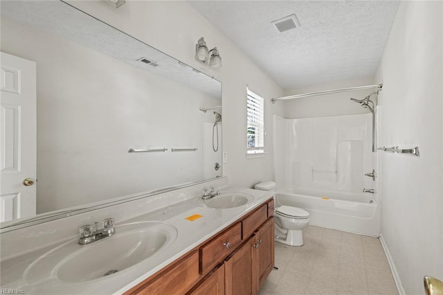 3605 Shell Rd, Hampton, VA 23661 - full bath featuring a textured ceiling, toilet, shower / bath combination, and a sink