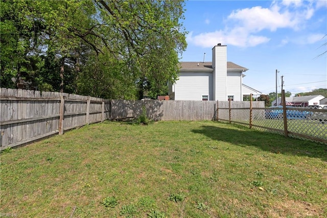 view of yard with a fenced backyard