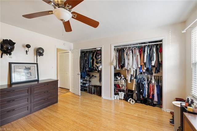 5081 Gatehouse Way, Virginia Beach, VA 23455 - bedroom featuring ceiling fan, multiple closets, and light wood-type flooring