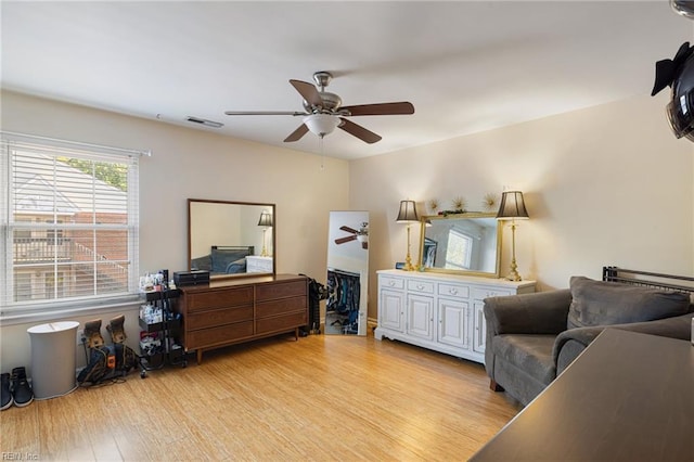 5081 Gatehouse Way, Virginia Beach, VA 23455 - bedroom featuring wood finished floors, a ceiling fan, and visible vents