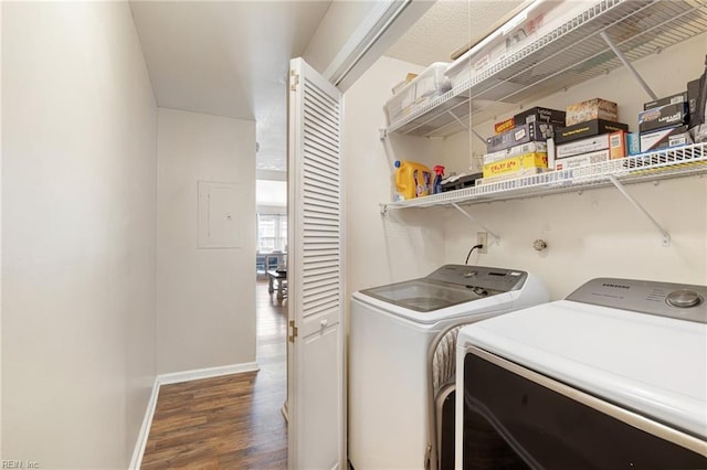 5081 Gatehouse Way, Virginia Beach, VA 23455 - washroom featuring laundry area, independent washer and dryer, wood finished floors, and baseboards