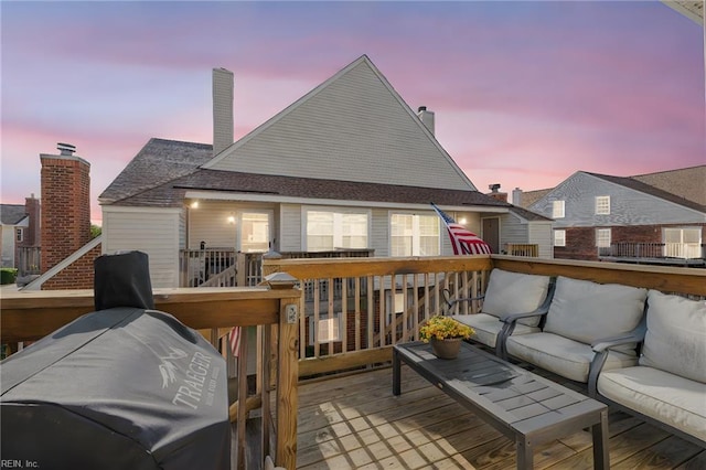 5081 Gatehouse Way, Virginia Beach, VA 23455 - exterior space featuring outdoor lounge area, a chimney, and a deck
