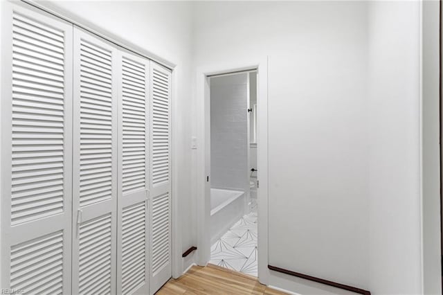 hall featuring light wood-style floors