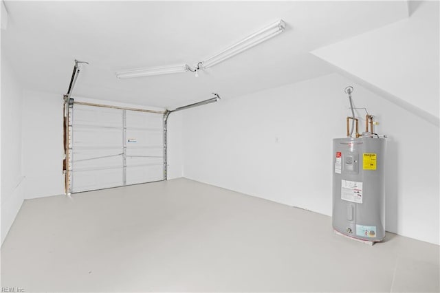 garage featuring water heater