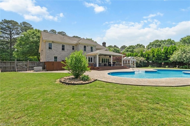view of pool featuring a patio, a gazebo, a fenced in pool, and a fenced backyard