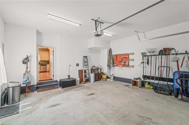 garage with a garage door opener