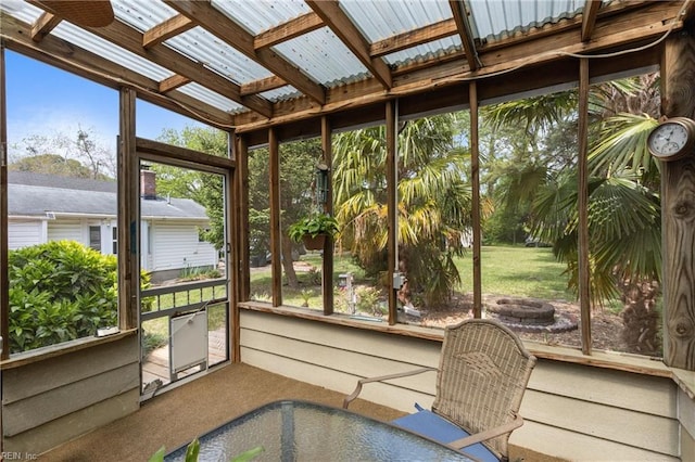 view of unfurnished sunroom