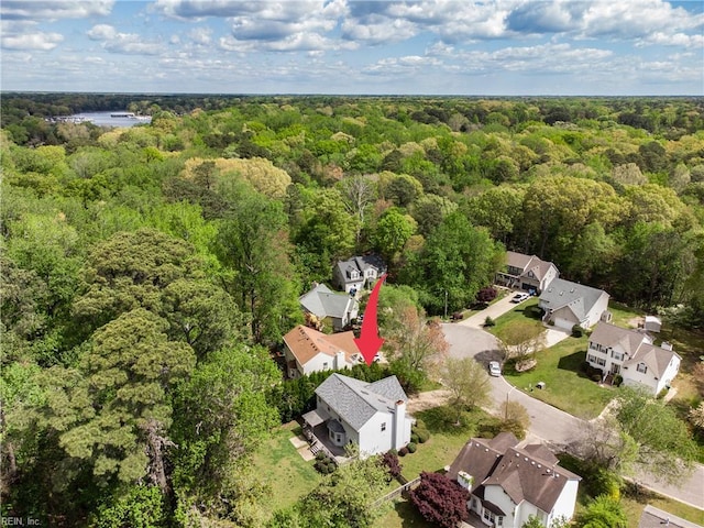 bird's eye view with a view of trees and a residential view