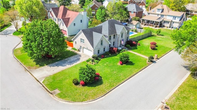 aerial view featuring a residential view