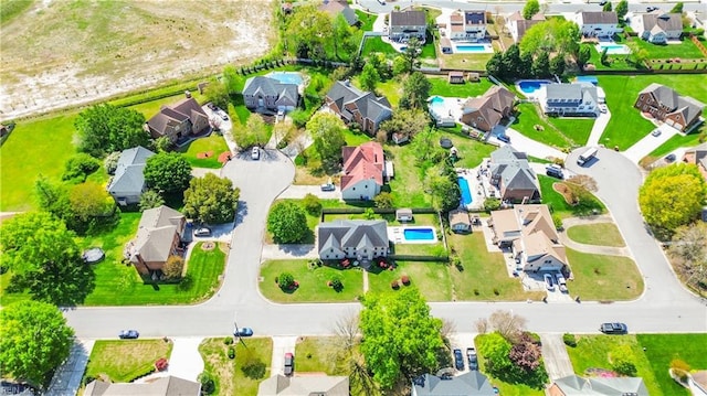 bird's eye view with a residential view