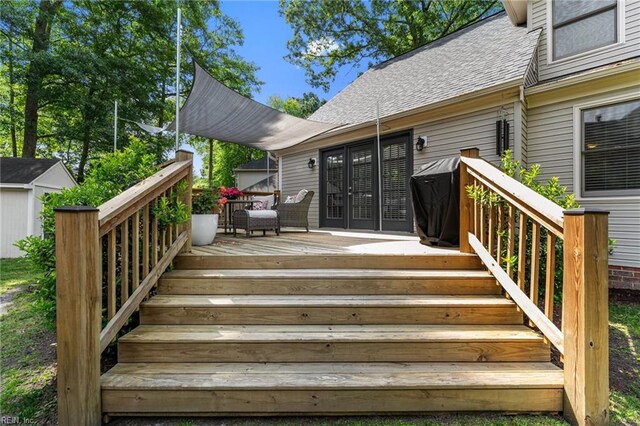 deck featuring french doors