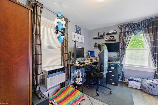 office with wood finished floors