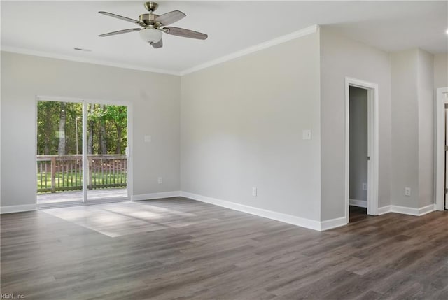1612 Nansemond Pkwy, Suffolk, VA 23434 - empty room with ornamental molding, ceiling fan, wood finished floors, and baseboards