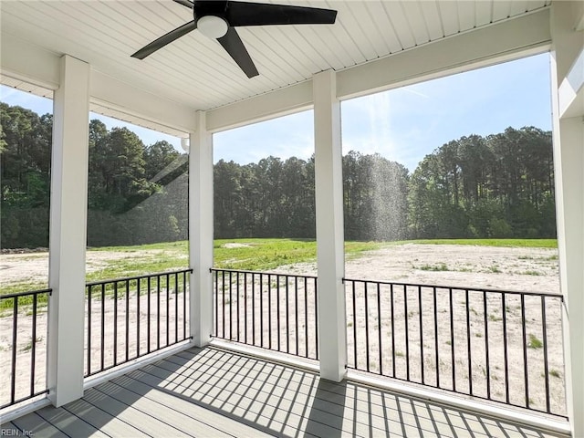 150 Mcpherson Rd, South Mills, NC 27976 - unfurnished sunroom with a ceiling fan