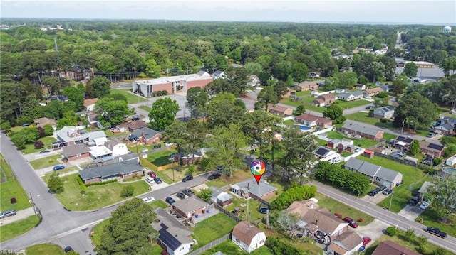aerial view with a view of trees and a residential view