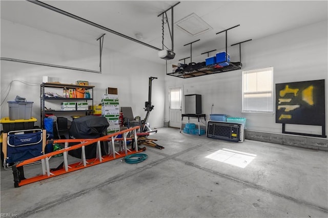 garage with a garage door opener