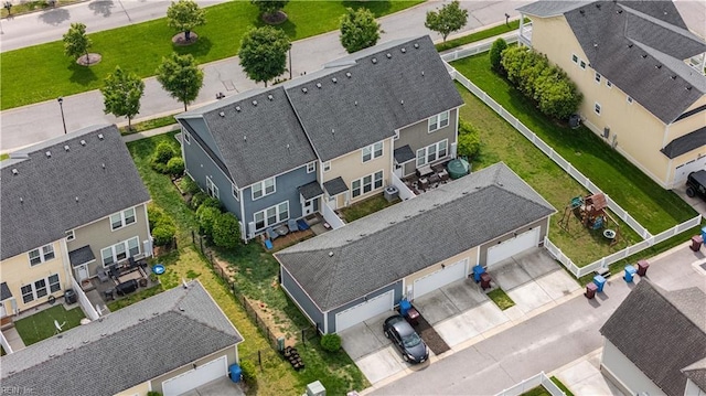 drone / aerial view with a residential view