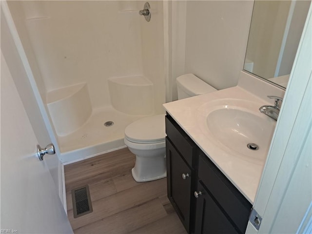 5541 Old Guard Cres, Virginia Beach, VA 23462 - full bathroom featuring visible vents, wood finished floors, toilet, and a shower stall