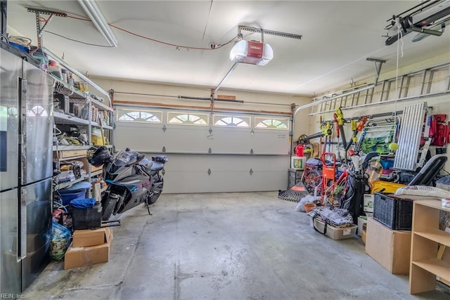 garage with a garage door opener