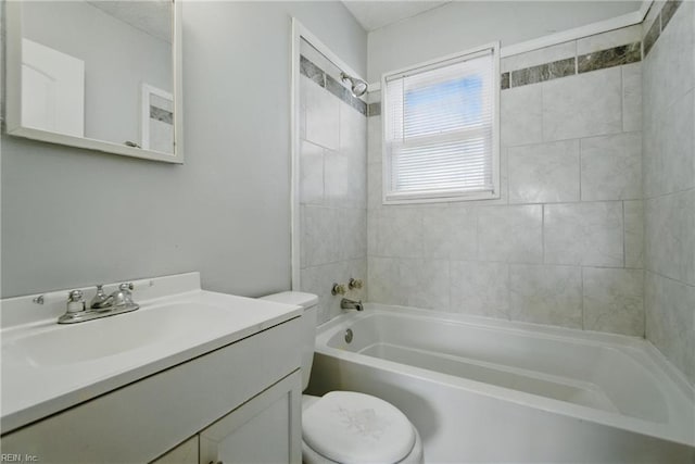 full bathroom with toilet, shower / bath combination, and vanity