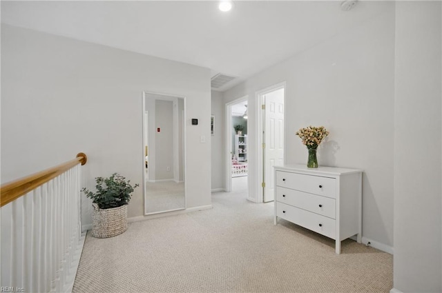 408 Leffler Ln, Virginia Beach, VA 23452 - hallway featuring visible vents, light carpet, and baseboards