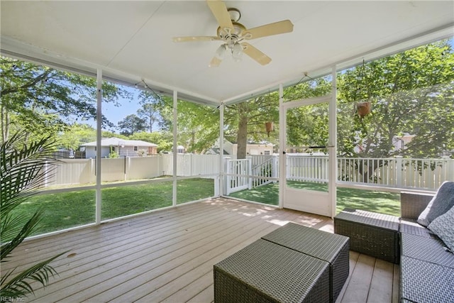 408 Leffler Ln, Virginia Beach, VA 23452 - sunroom / solarium featuring a ceiling fan and plenty of natural light