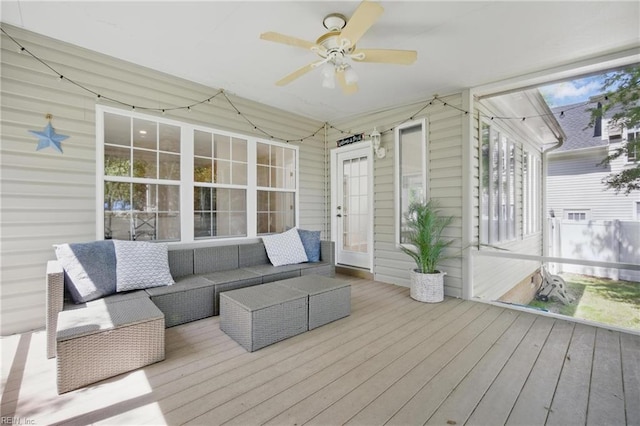 408 Leffler Ln, Virginia Beach, VA 23452 - wooden deck featuring outdoor lounge area and a ceiling fan